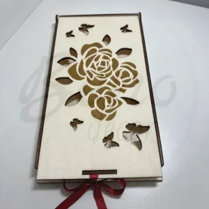 Pénz/utalványátadó doboz rózsa mintával