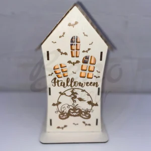 Halloween-i teamécses házikó boszorkány és tök mintával