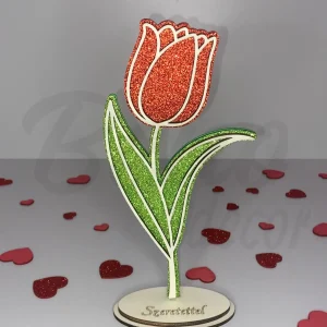 Glitteres fa tulipán dísz