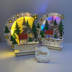 Karácsonyi falu LED-es fa díszvilágítás