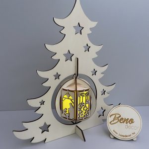 Karácsonyi fenyődísz LED-es gömbbel