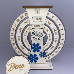 Pillangós öröknaptár – csillámos dekor virágokkal