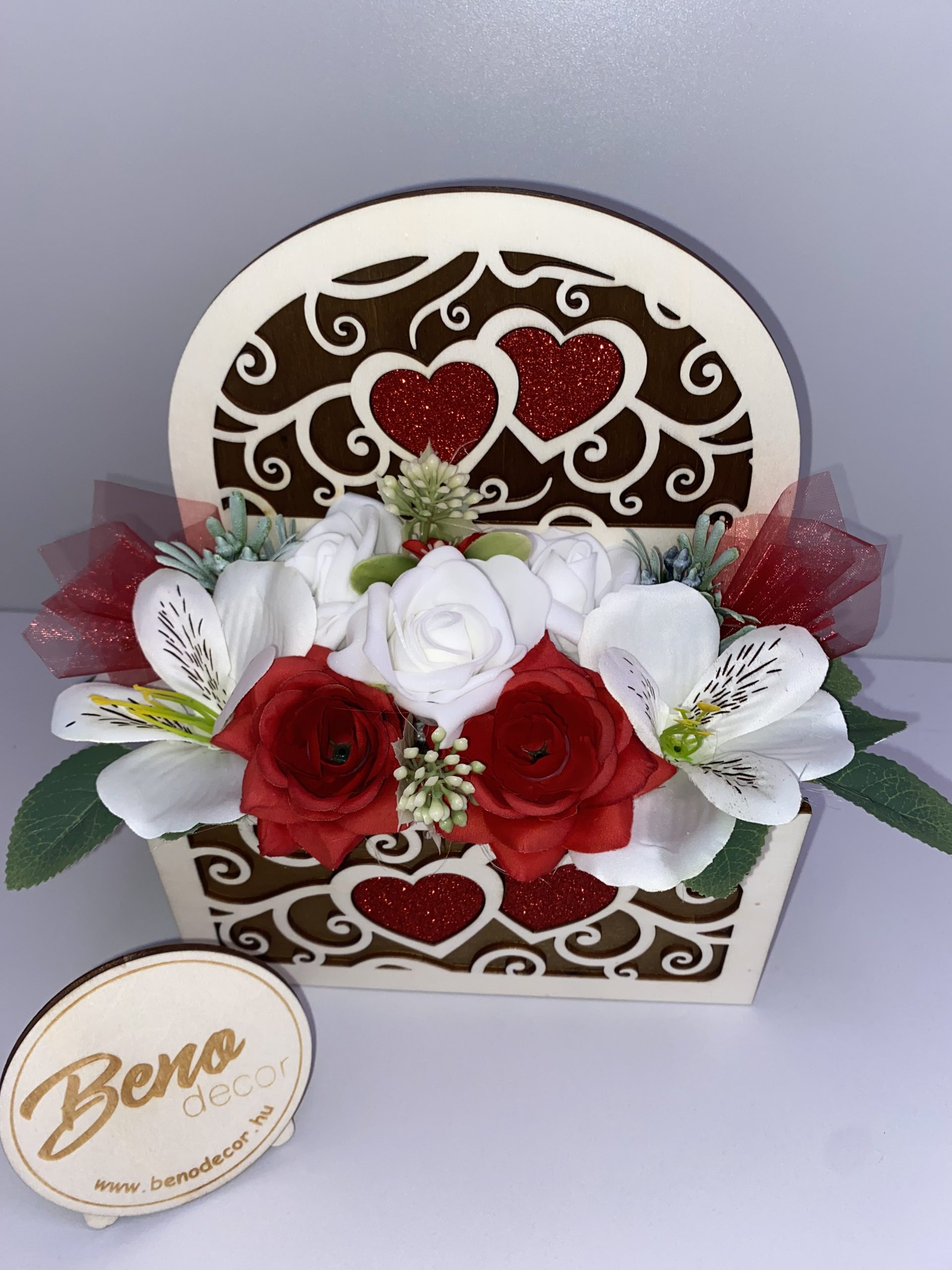 Szív alakú dekor doboz művirággal - Image 2