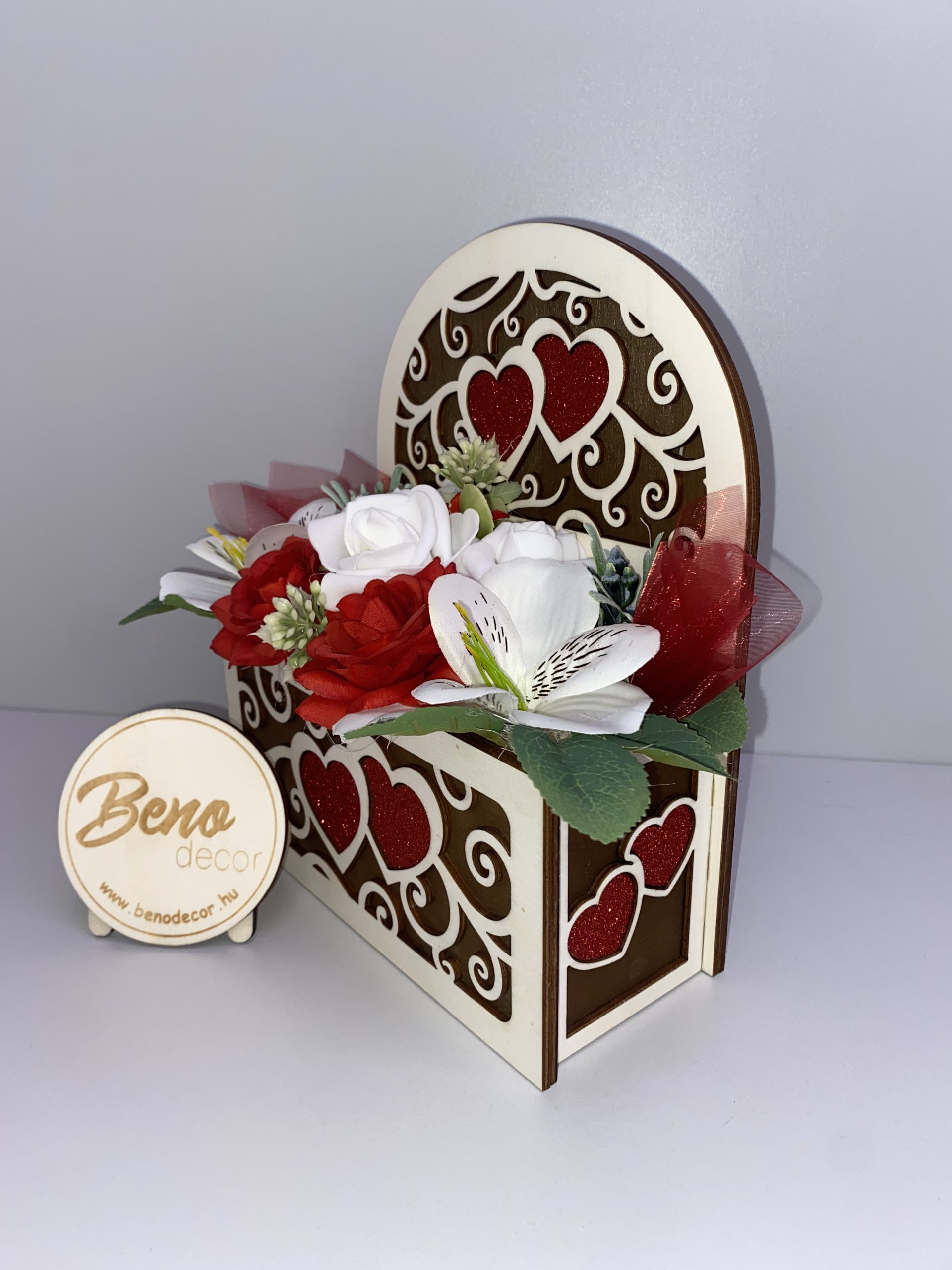Szív alakú dekor doboz művirággal - Image 3