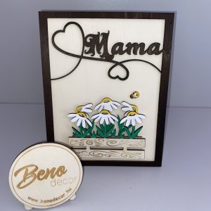Mama feliratos fa kép – anyák napi dekor ajándék virág mintával