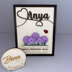 Anya feliratos fa kép – anyák napi dekor ajándék virág mintával