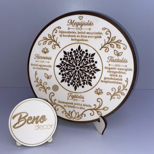 Mandala tábla fából – gravírozott spirituális dekoráció