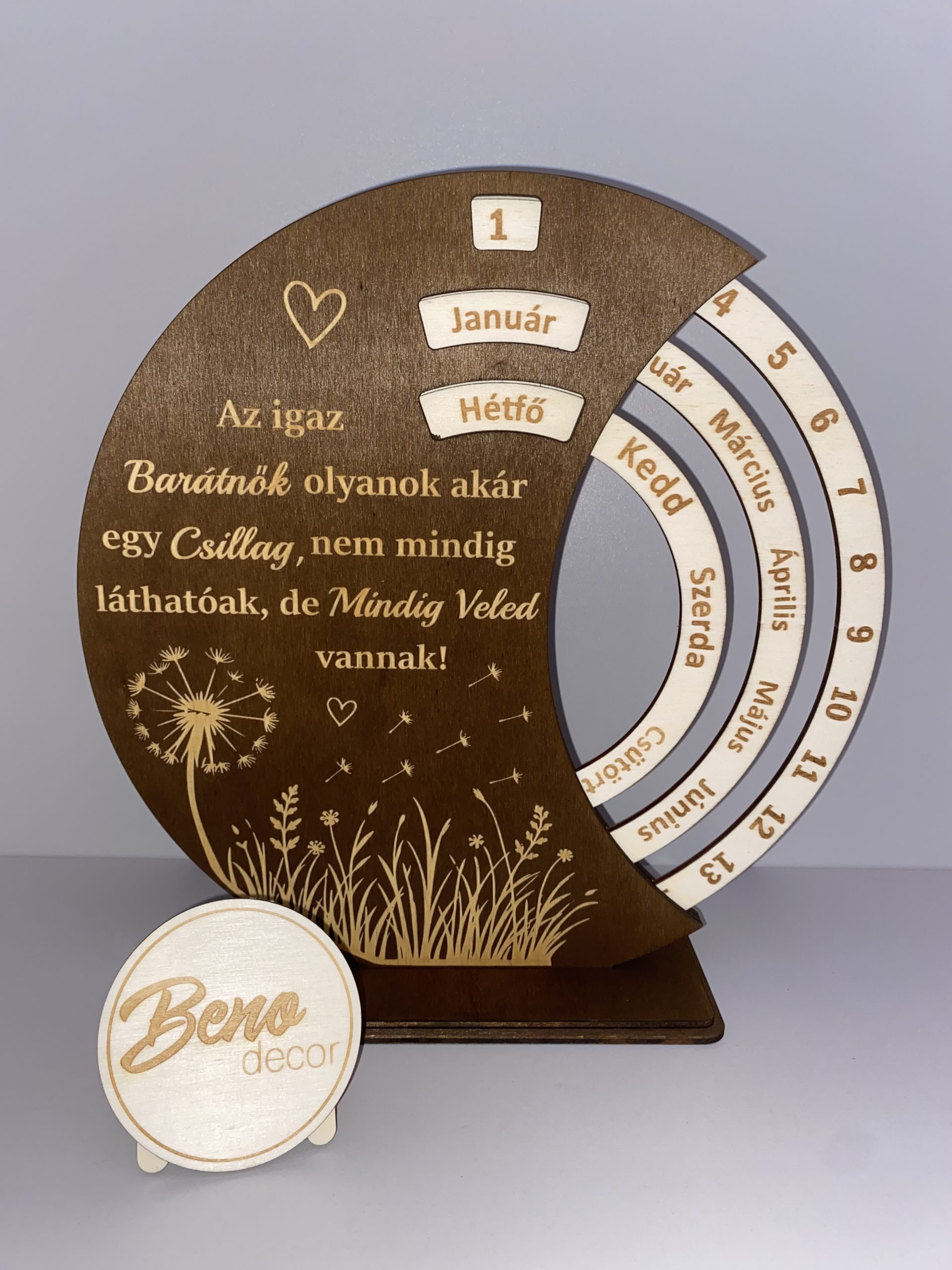 Gravírozott öröknaptár pitypangos mintával – egyedi idézettel - Image 2